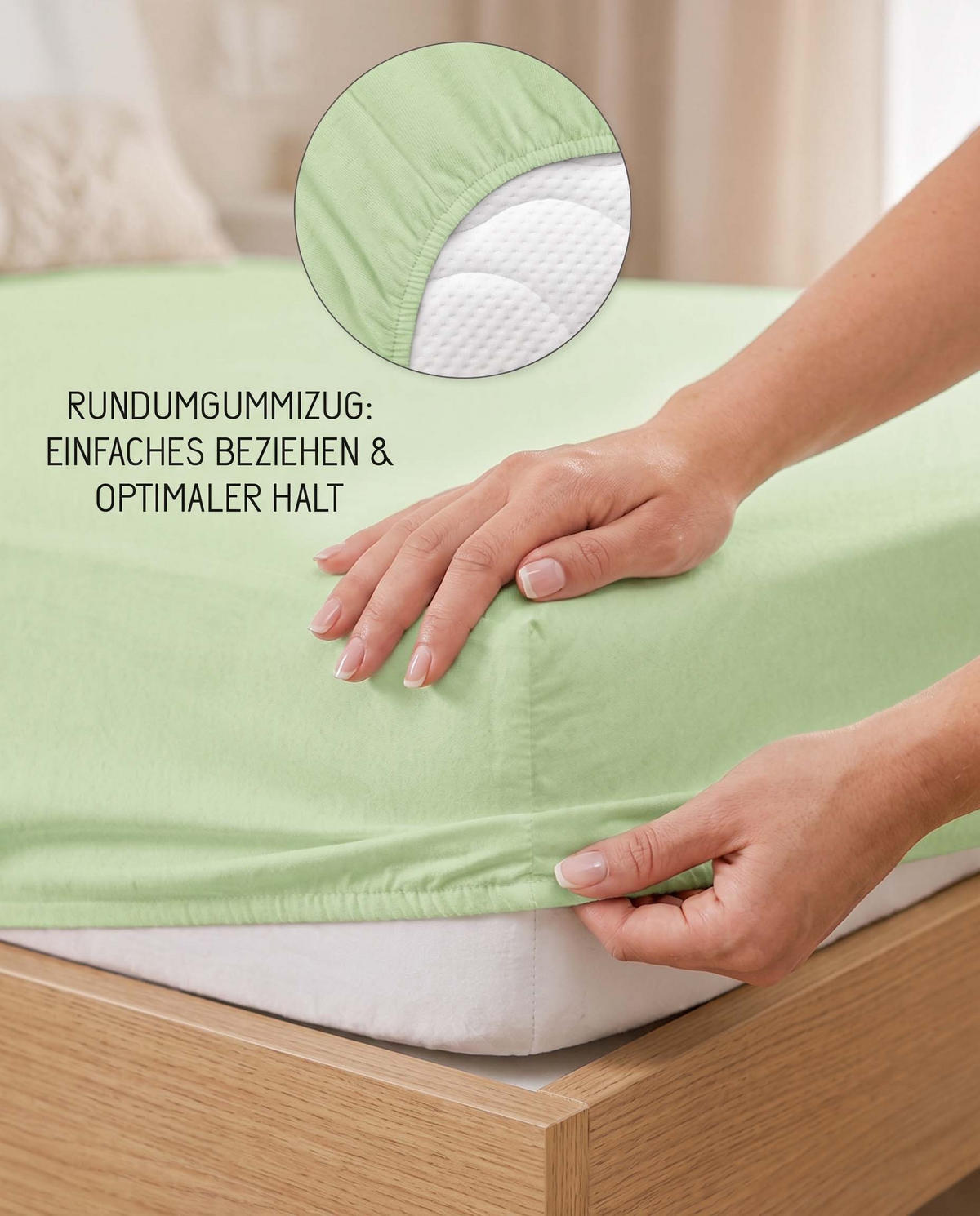 SPANNBETTTUCH Premium Biber pistaziengrün, 140x200 cm - 160x200 cm - Hellgrün, Textil (160/200cm) - biberna
