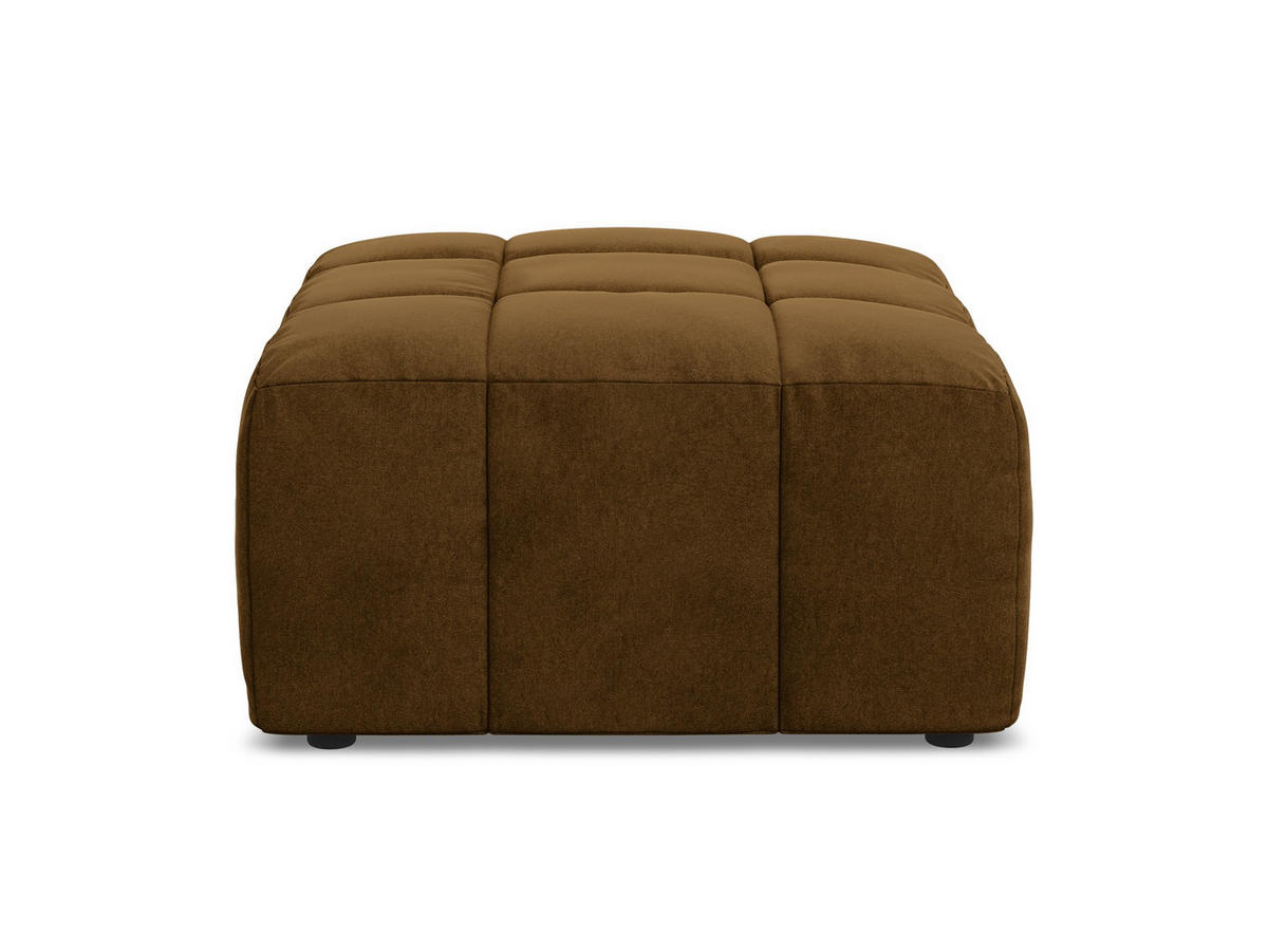 POUF Samt Stoff Gelb - Currygelb/Schwarz, Holzwerkstoff/Kunststoff (75/41/90cm) - Makamii