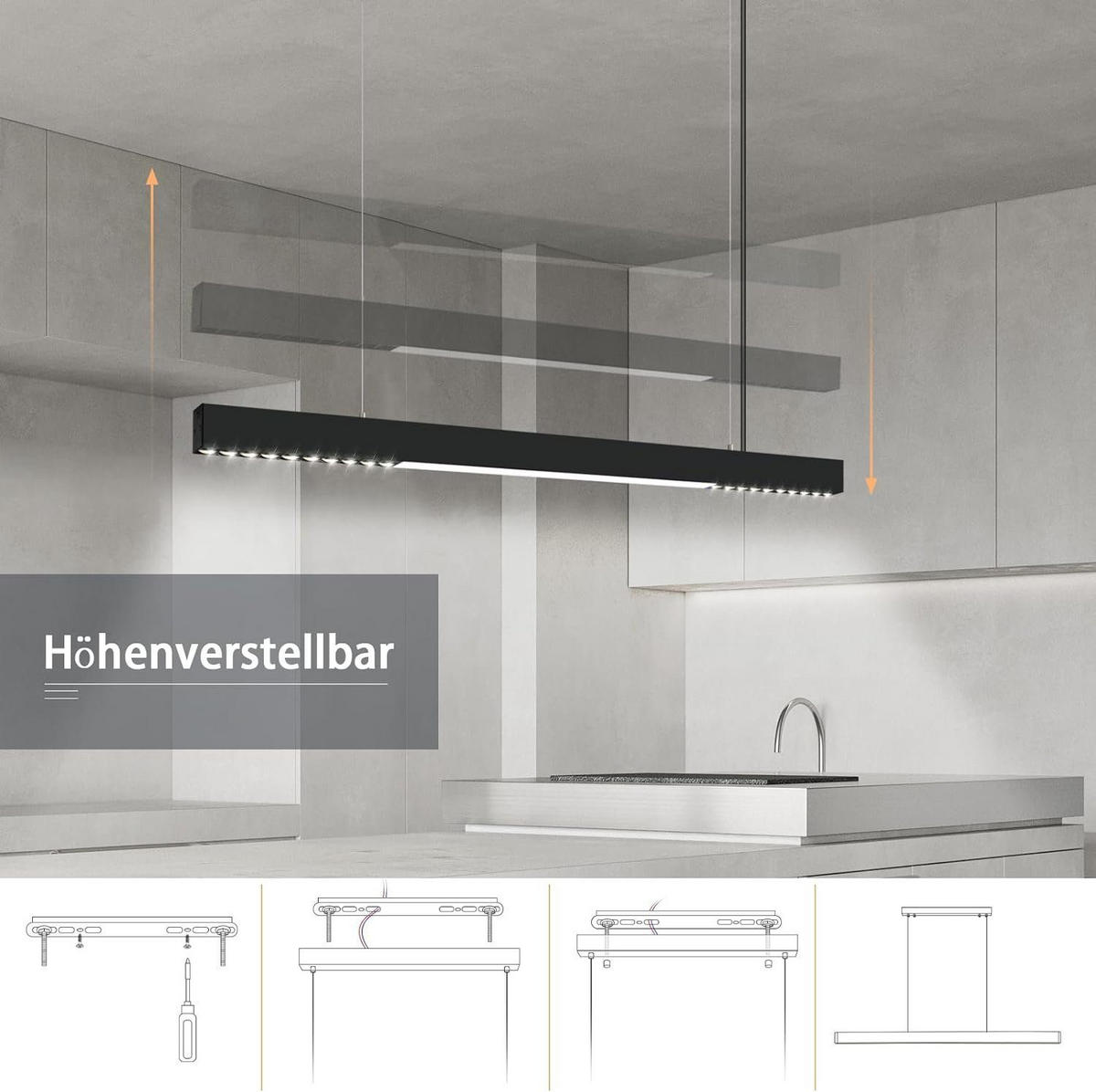 HÄNGELEUCHTE Aura 107/4/160 cm - Weiß, Metall (107/4/160cm) - Nettlife