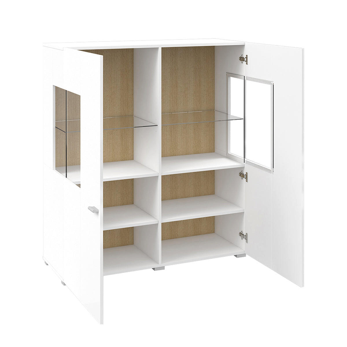 GESCHIRRSCHRANK Akram Weiß und Holz - Weiß, Holzwerkstoff (110/123/39cm) - Petits-meubles