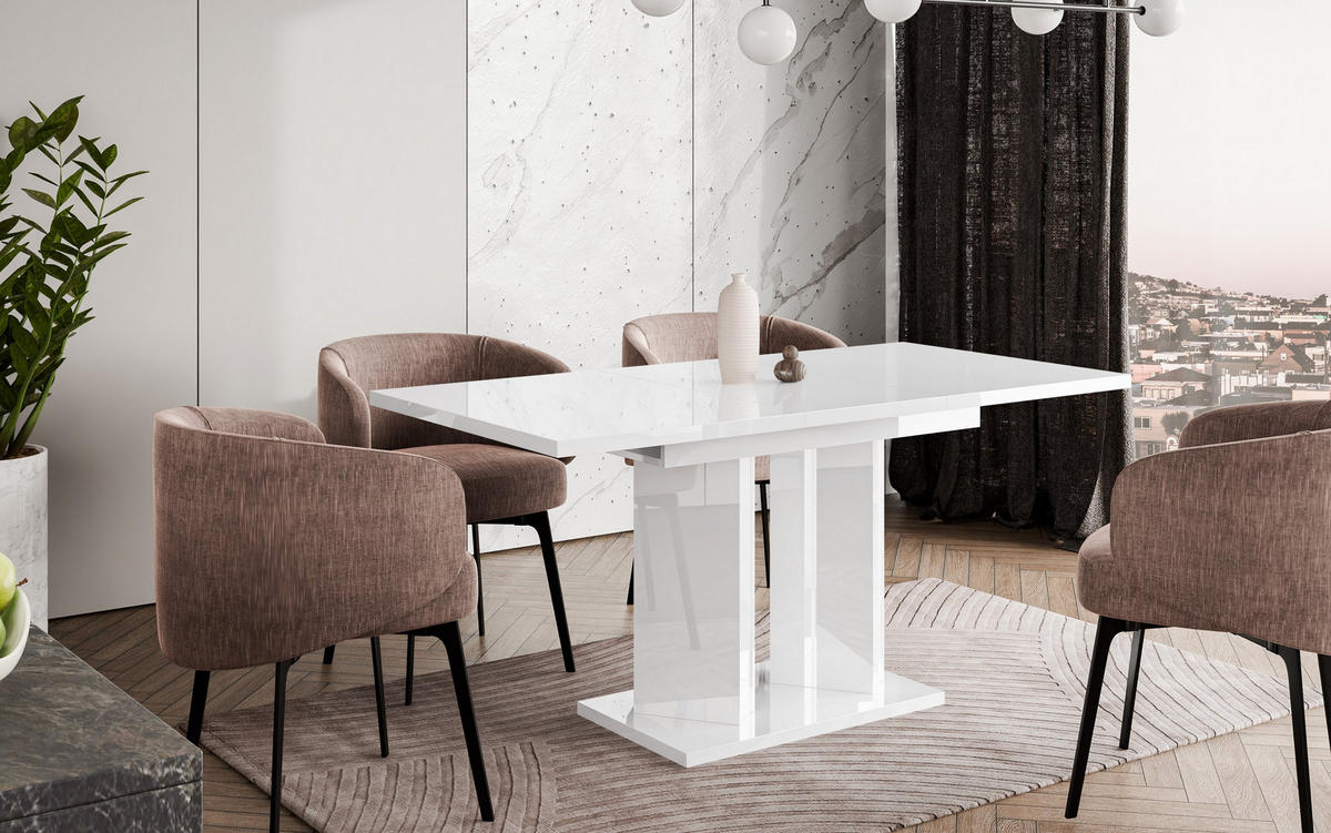 ESSTISCH BELTRA Ausziehbar 120 - 160 / 80 x 76 cm - Weiß, Holz (120/80/76cm) - MASSENO