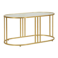 COUCHTISCH Antalia, goldfarben, Eisen und Glas, 90 x 50 x 45 cm - Goldfarben, Glas/Metall (50/90/45cm) - Mauro Ferretti
