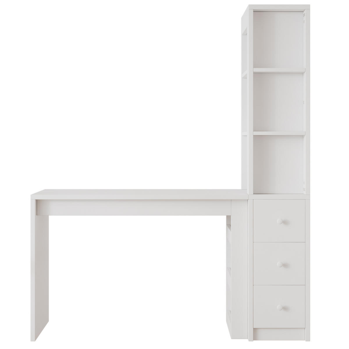 SCHREIBTISCH mit Bücherregal MDF 150x50x180 cm - Weiß, Holzwerkstoff (50/150/180cm) - Gisaae