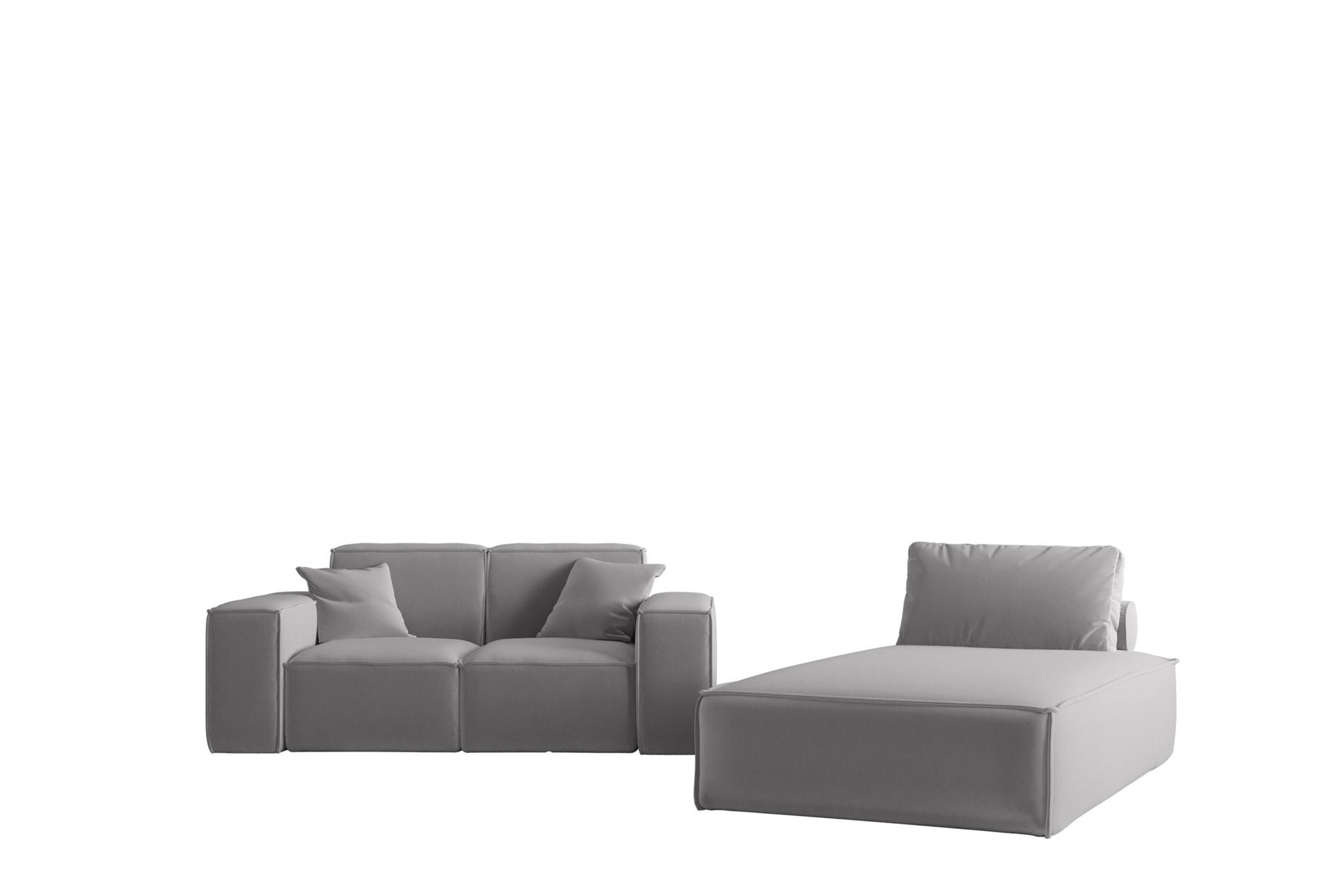 SOFA Sezlong Celes Premium 2er-set - Hellgrau, Holzwerkstoff/Textil (110/95/194cm) - Fun Möbel