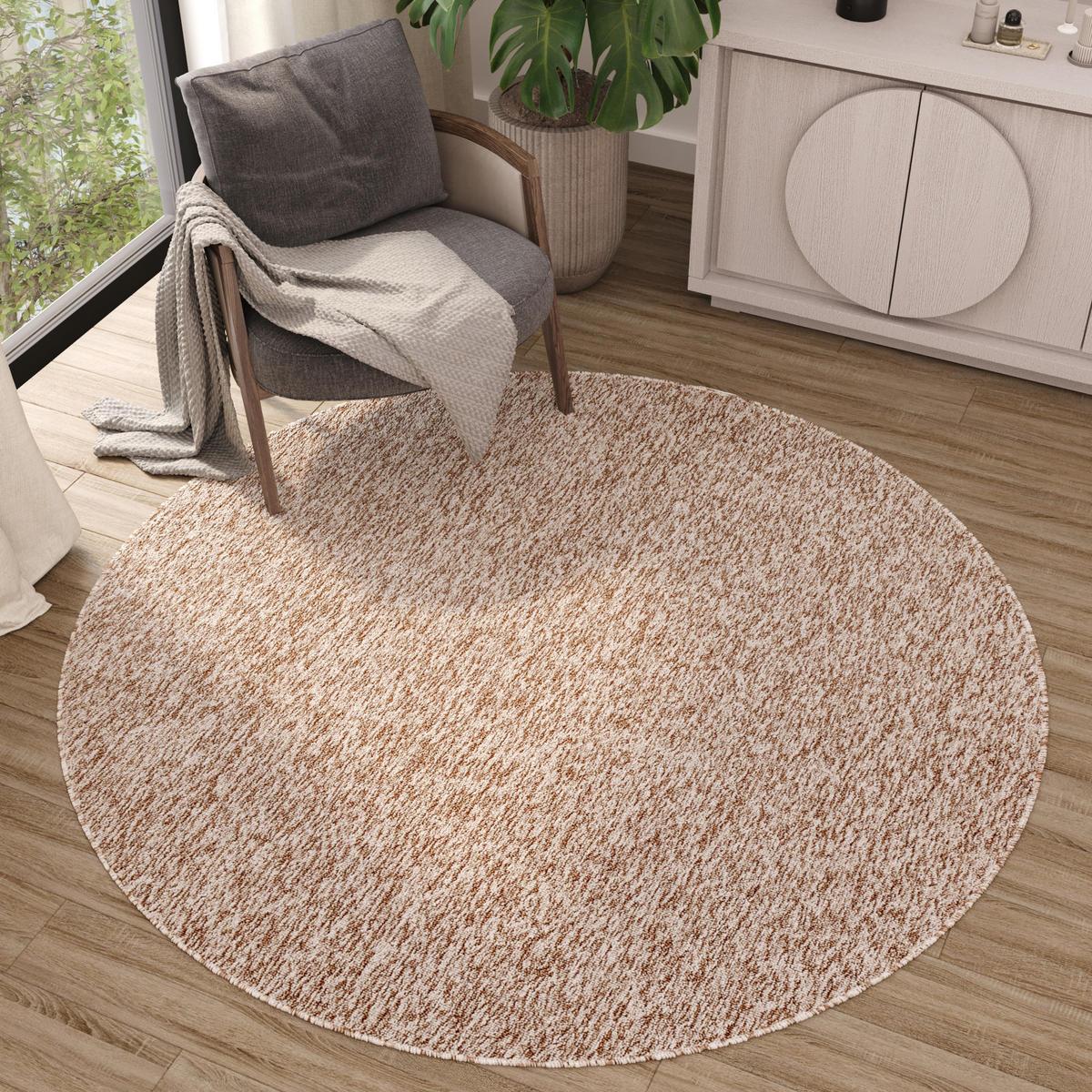 TEPPICH NIZZA Beige, rund 160/160 cm - Beige, Textil (160/160cm) - Tapiso