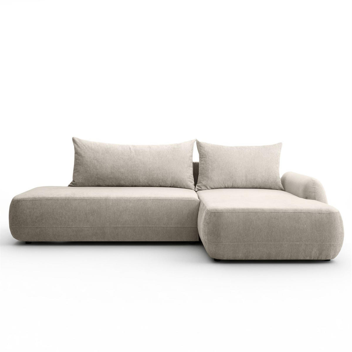 ECKSOFA GOYA mit Schlaffunktion und Bettkasten, Rechte, Perfect Harmony 04 - Ecru, Textil (302/184cm) - Lookway