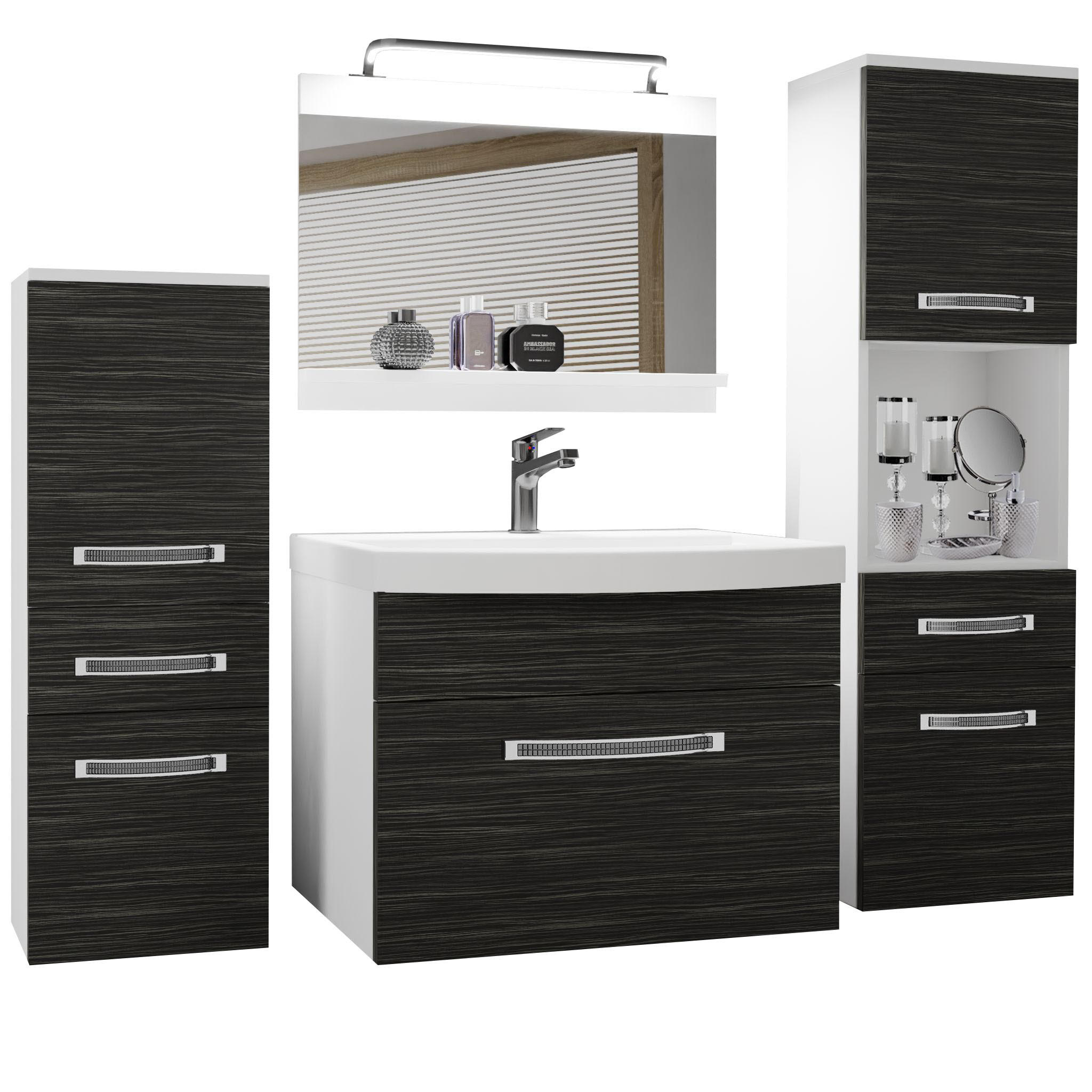 BADMÖBEL Badezimmer Königliches Ebenholz Matt - Braun, Holz (140/113/40cm) - B BELINI GROUP