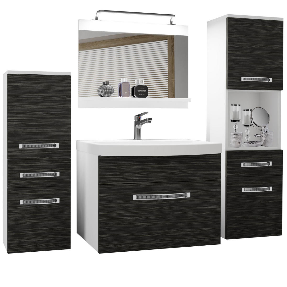 BADMÖBEL Badezimmer Königliches Ebenholz Matt - Braun, Holz (140/113/40cm) - B BELINI GROUP