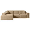 ECKSOFA Ottomane Links SERRA-L - 266x165x73 cm Beige Velours - Beige/Schwarz, Holzwerkstoff/Kunststoff (165/266cm) - ALTDECOR