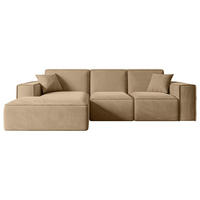 ECKSOFA Ottomane Links SERRA-L - 266x165x73 cm Beige Velours - Beige/Schwarz, Holzwerkstoff/Kunststoff (165/266cm) - ALTDECOR