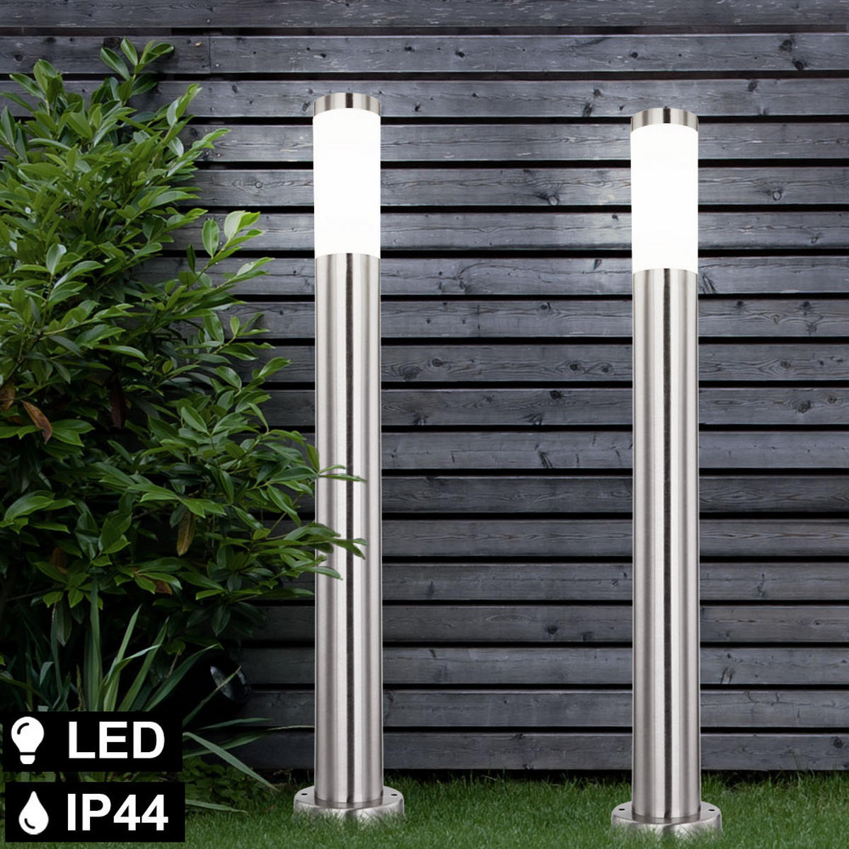 LED SOCKELLEUCHTE Edelstahl Silber - Silberfarben, Metall (11/80/80cm) - Globo Lighting