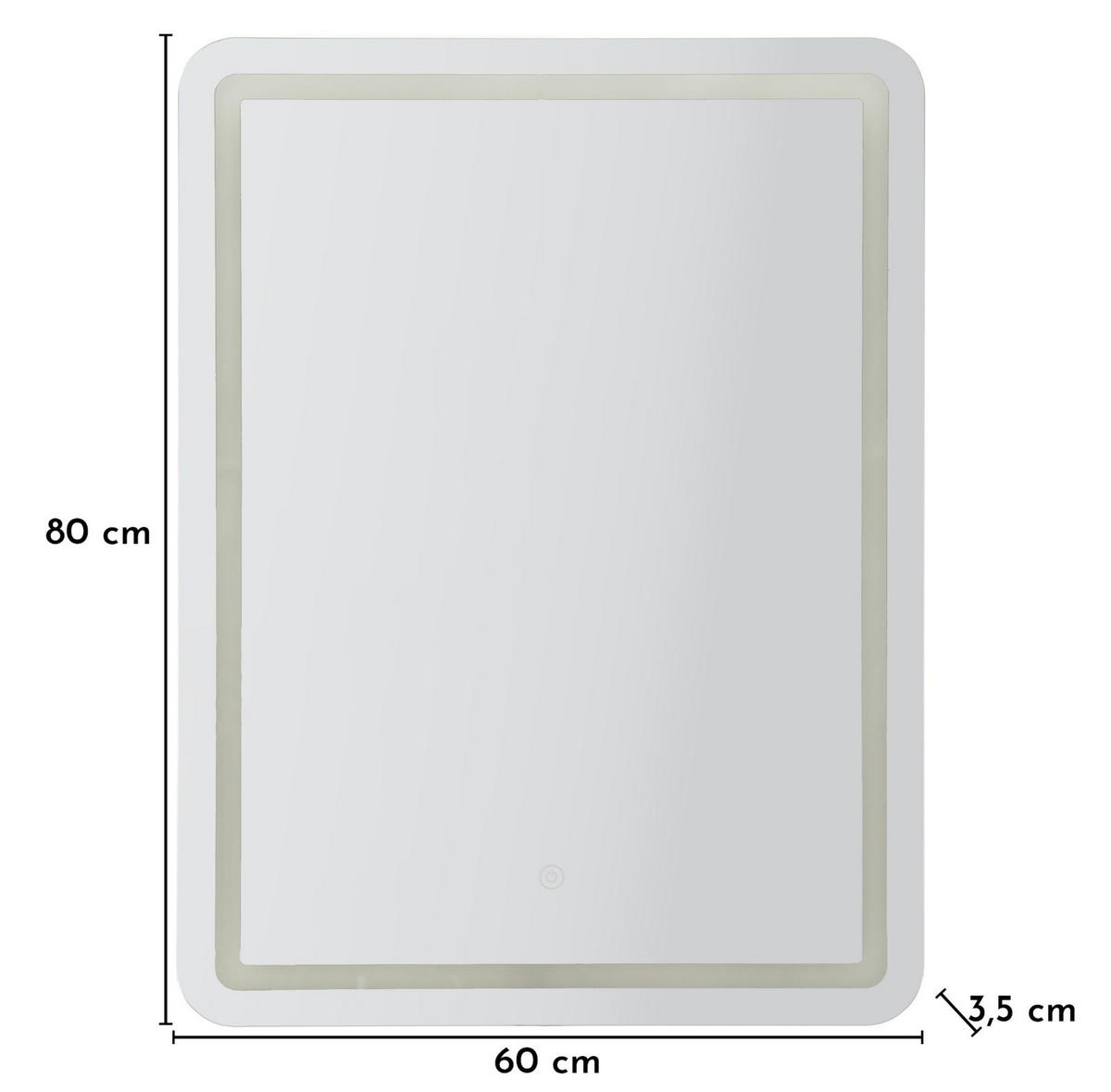 WANDSPIEGEL Simple, silberfarben, Spiegelglas, 60 x 3,5 x 80 cm, rechteckig, LED - Silberfarben, Glas (60/80/3.5cm) - Mauro Ferretti
