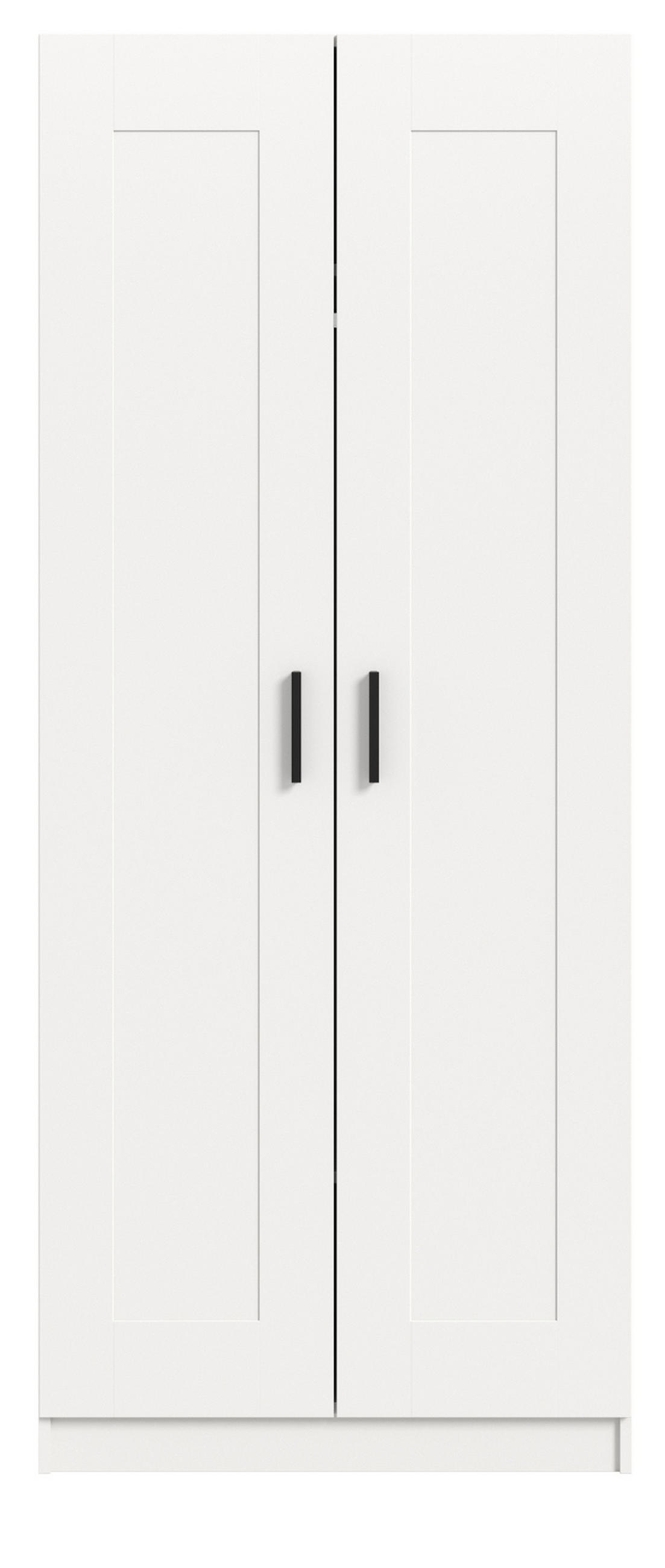 KLEIDERSCHRANK in weiß 80 x 194 cm, Drehtürenschrank 2-türig skandinavisch - Schwarz/Weiß, Holzwerkstoff/Kunststoff (80/194/56cm) - Inn.Furn