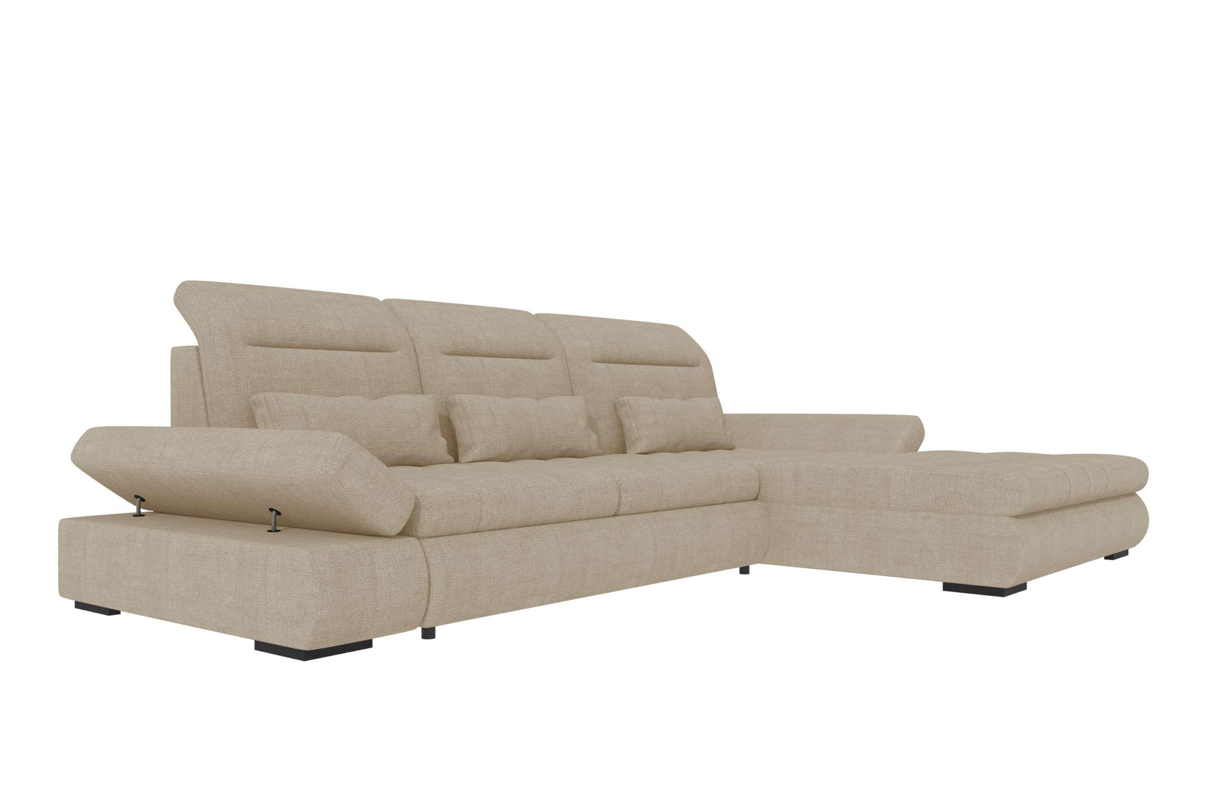 ECKSOFA Toscana Plus Velours inkl. Schlaffunktion - Creme, Textil (300/179cm) - 99rooms