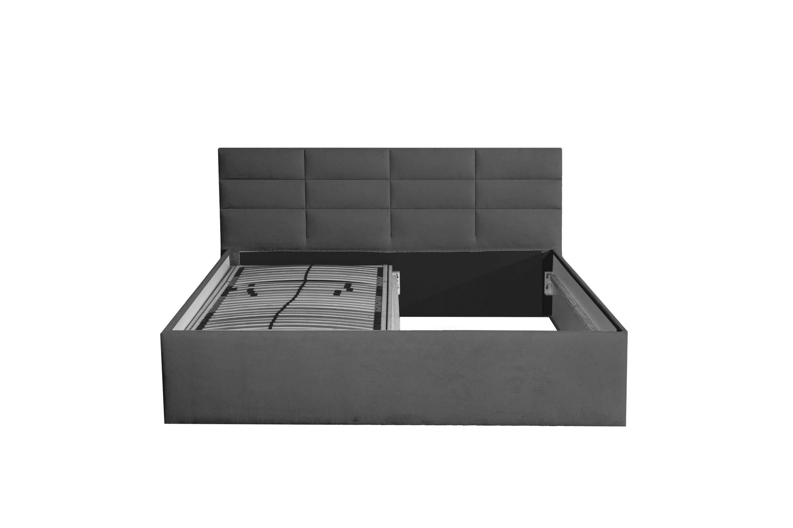 POLSTERBETT Athena Anthrazit 160 x 200 x 40 cm Stauraum ohne hydraulische Funktion Ohne Matratze und Lattenrost - Anthrazit, Holz (160/200cm) - Halmon Schlafkomfort Betten 