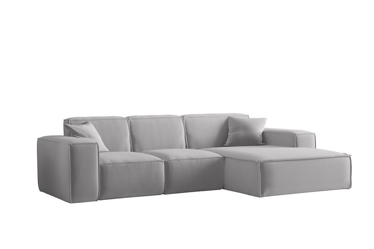 ECKSOFA Ottom Celes Premium Opera Velvet - Hellgrau, Holzwerkstoff/Textil (266/165cm) - Fun Möbel