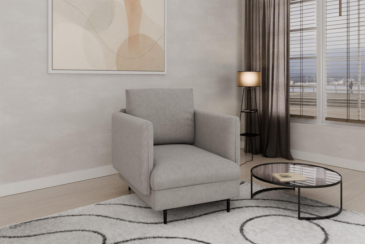SOFASET Helmer 3-2-1 In Stoff Vibe - Grau, Holzwerkstoff/Textil (226/95/95cm) - Fun Möbel