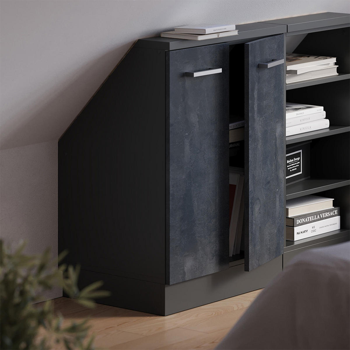 ŠIKMÁ SKŘÍŇ Rion Černý beton/antracit - černá, kompozitní dřevo (60/81.6/46cm) - Vicco