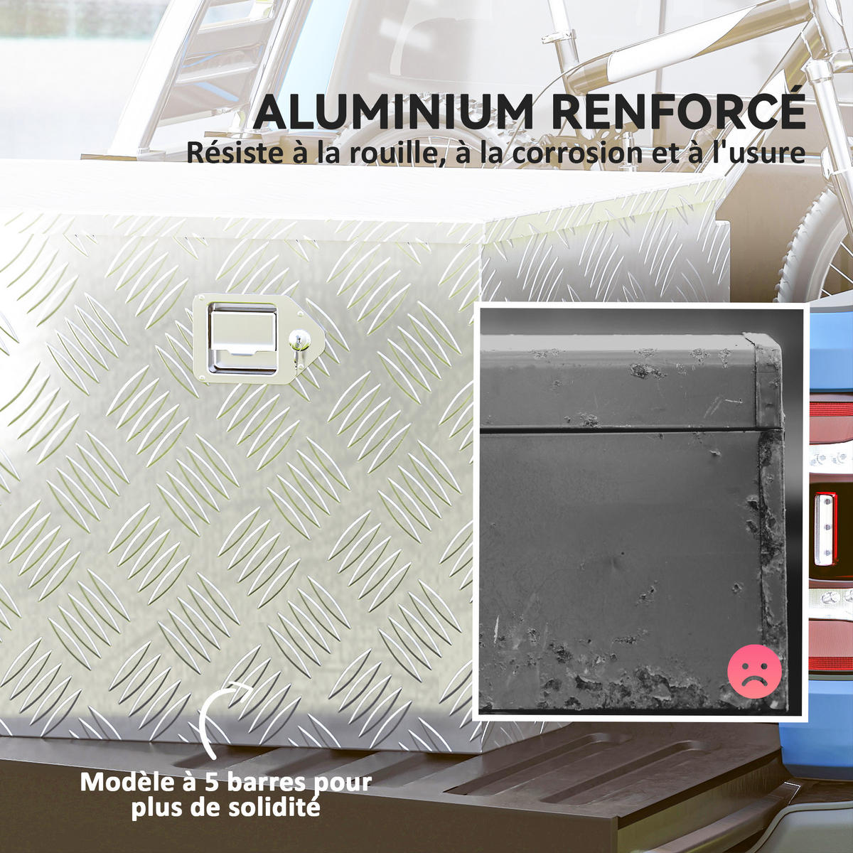 WERKZEUGKASTEN, Abschließbarer Aluminium-Kasten trapezförmig, 73,7 x 41 x 46 cm, Silber - Multicolor, Kunststoff (41/46/73.7cm) - FORIOUS