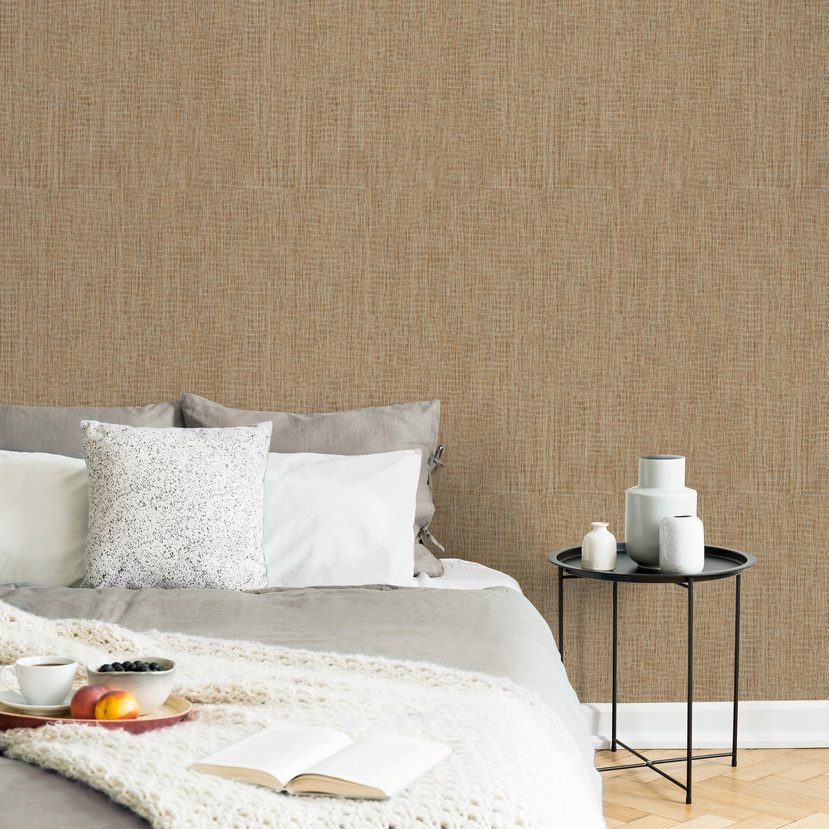 VLIESTAPETE - Canvas warmes Braun - Braun, Papier/Kunststoff (53/1000cm) - Superfresco Easy