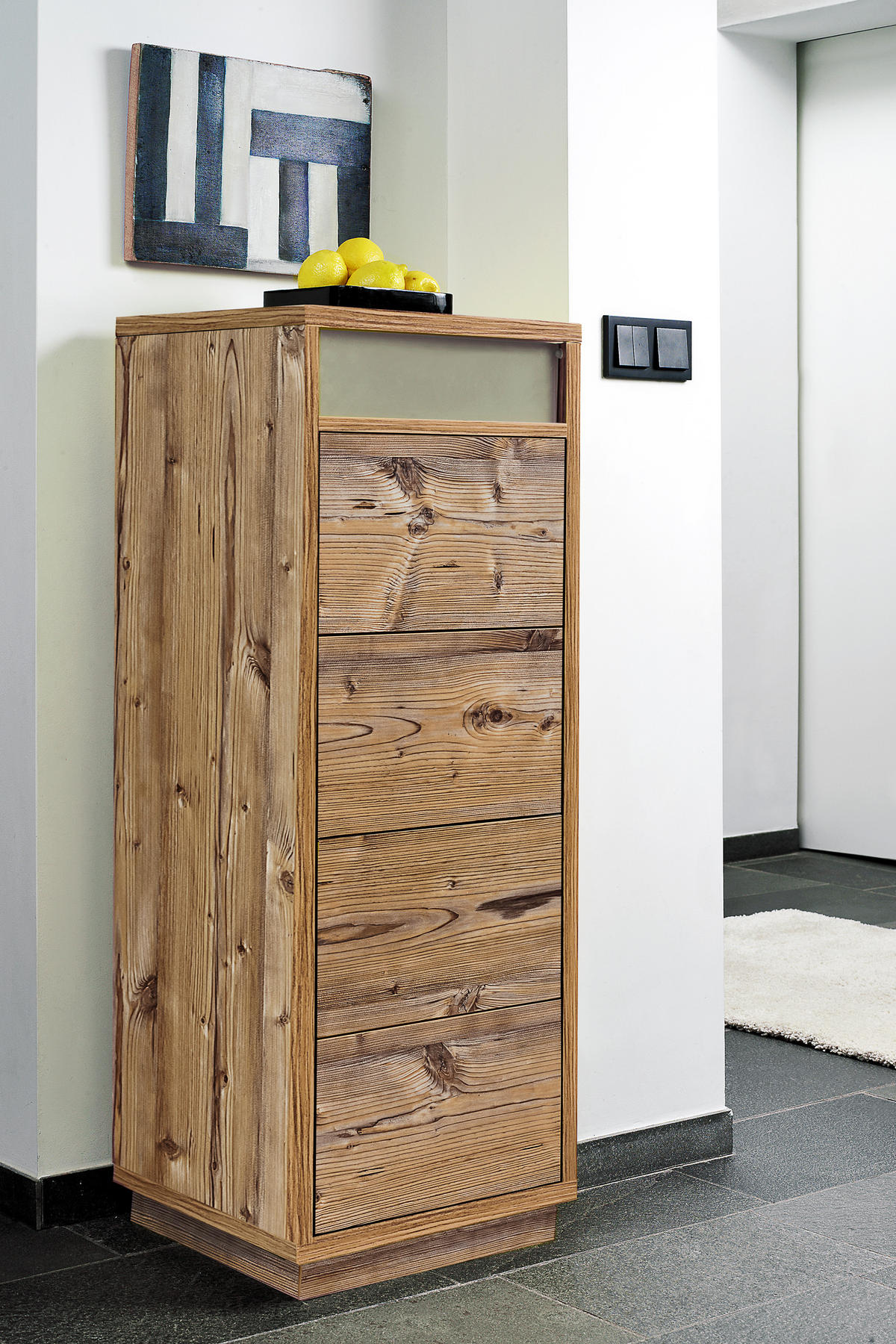 KOMMODE Eyecatcher farbige Schubkastenkommode mit Klappdeckel und Ablagefach - Fichtefarben, Holzwerkstoff (40/110/39cm) - Aileenstore