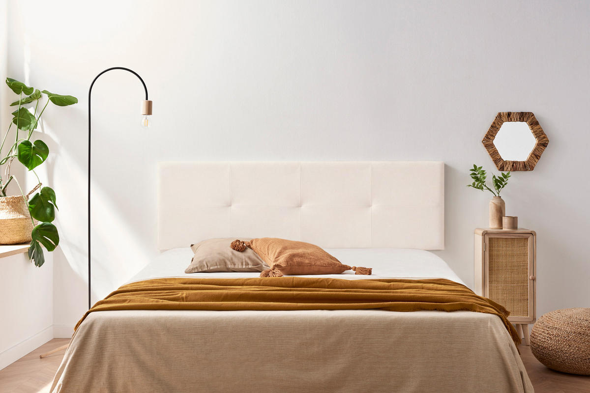 Kopfteil gepolstert ALTEA Aqualine 130x50x5 cm - Beige - Moonia - Beige, Holz (130/5/50cm)