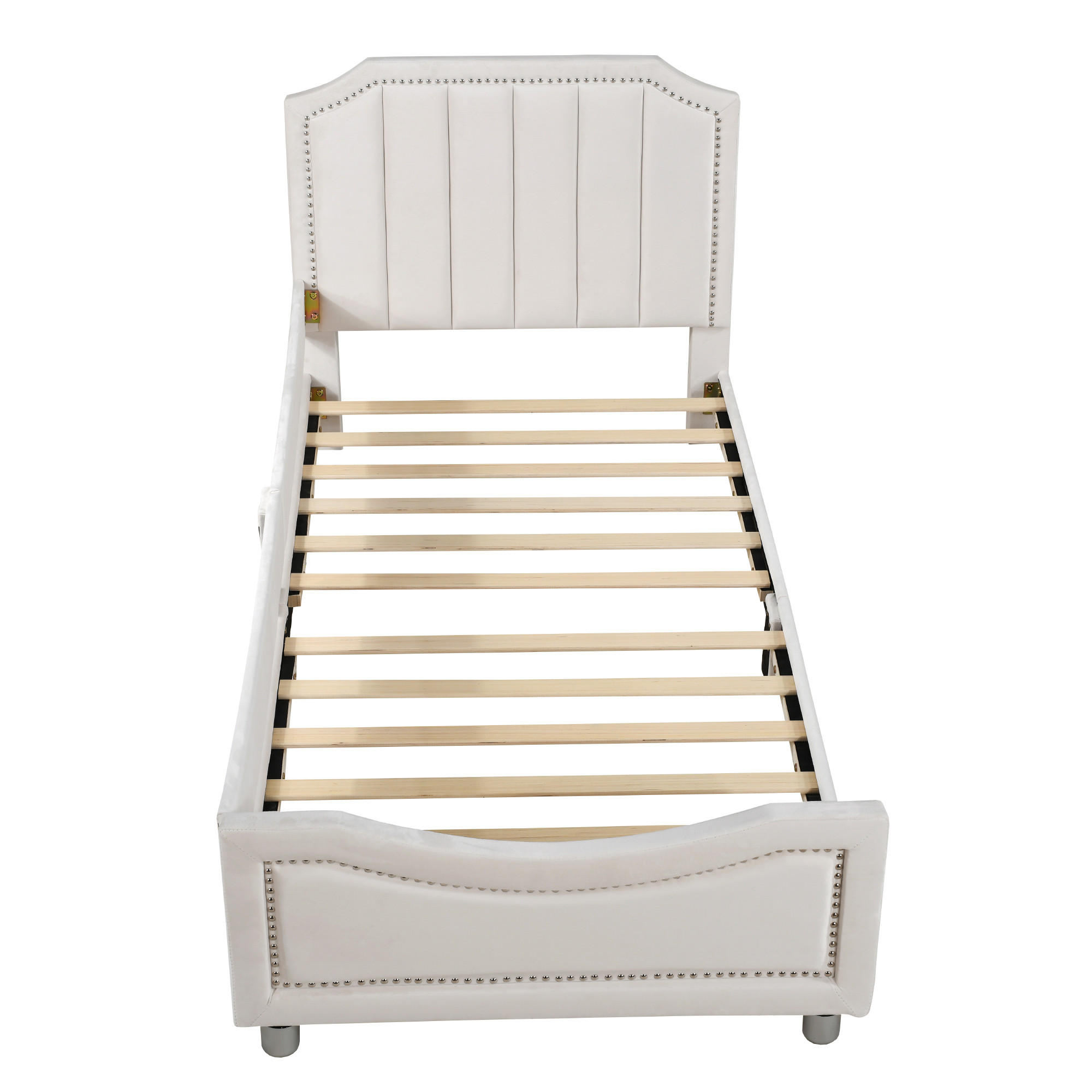 POLSTERBETT 90/200 cm, Beige, Flanell, Schlafsofa, Multifunktion - Beige, Holz (90/200cm) - SHOPENTRA