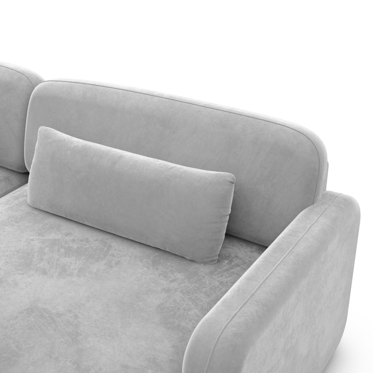 ECKSOFA Valencia L Form Samtstoff Hellgrau - Hellgrau, Textil (229/229cm) - Sofa Dreams
