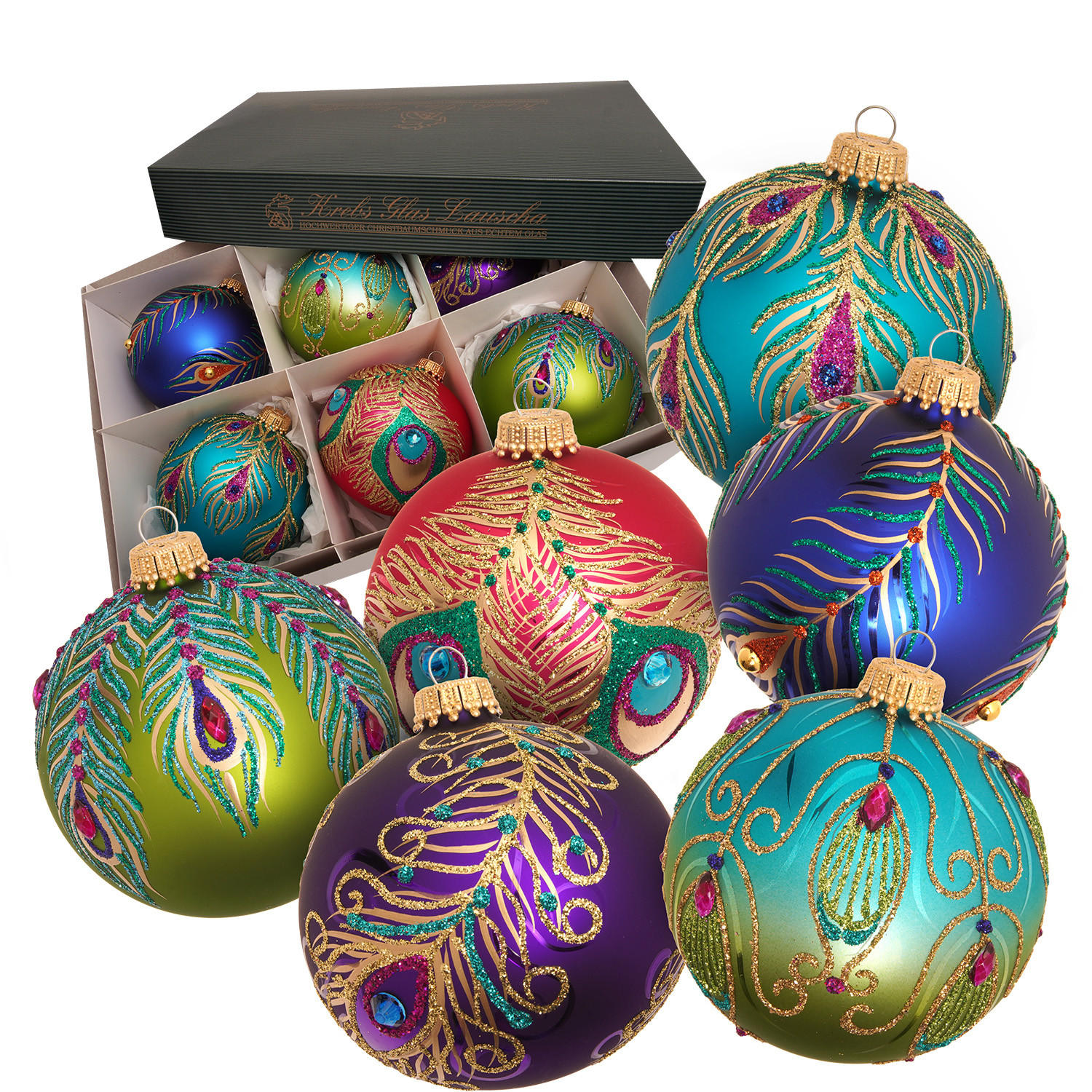 Krebs Glas Lauscha Christbaumkugeln Mehrfarbig 8x8x8 cm