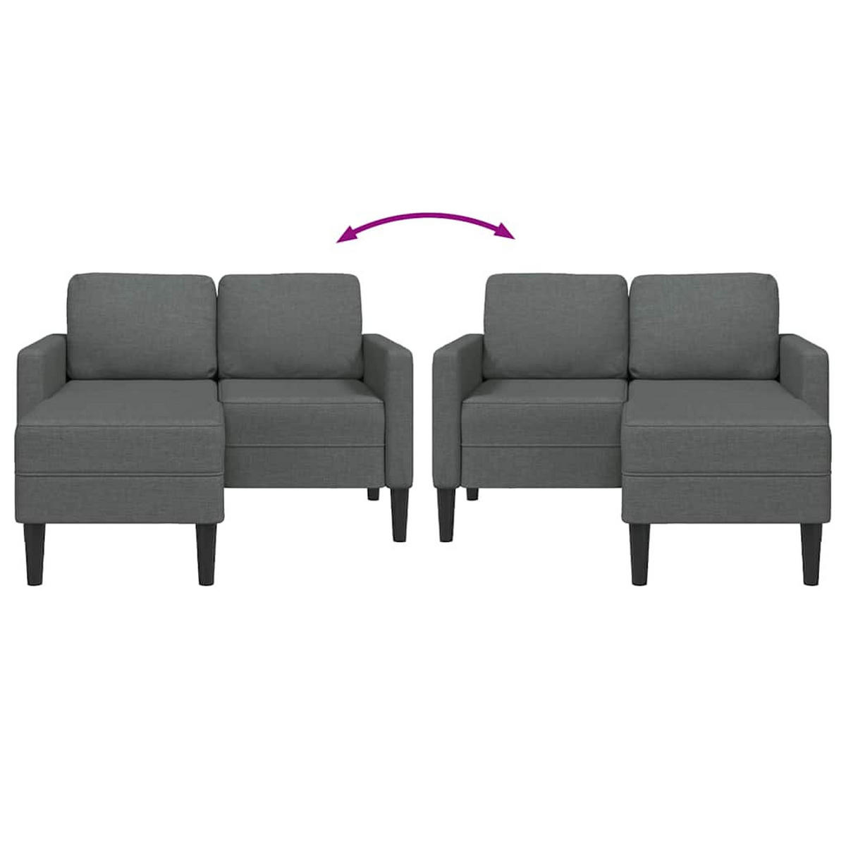 2-SITZER-SOFA Mit Chaiselongue L-Förmig Dunkelgrau 125 Cm Stoff - Grau, Textil (118/85/125cm) - vidaXL