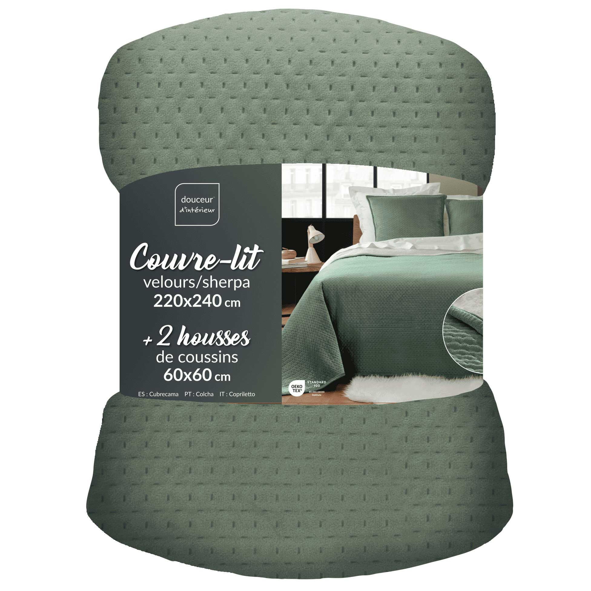 BETTWÄSCHE-SET aus Samt Mylene 240/220/0,5 cm - Grün, Textil (220/240cm) - Douceur d´intérieur