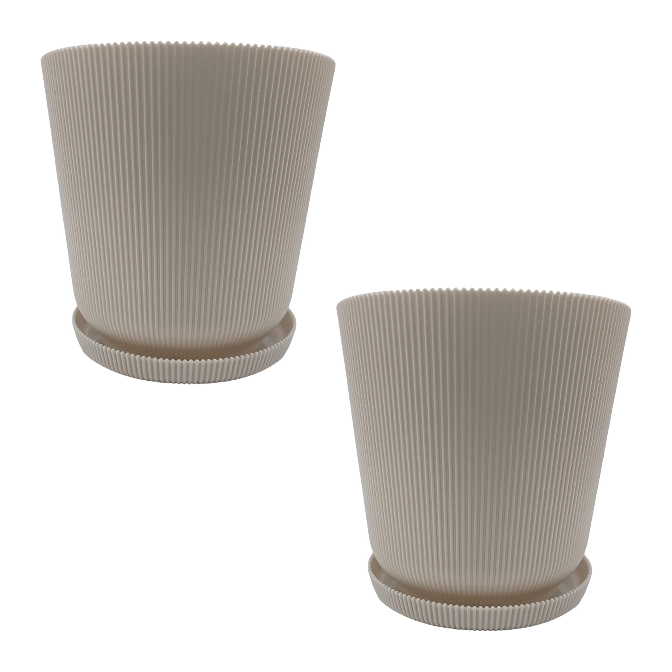 2XBLUMENTOPF - Beige, Kunststoff (20cm) - Relaxdays