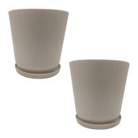 2XBLUMENTOPF - Beige, Kunststoff (20cm) - Relaxdays