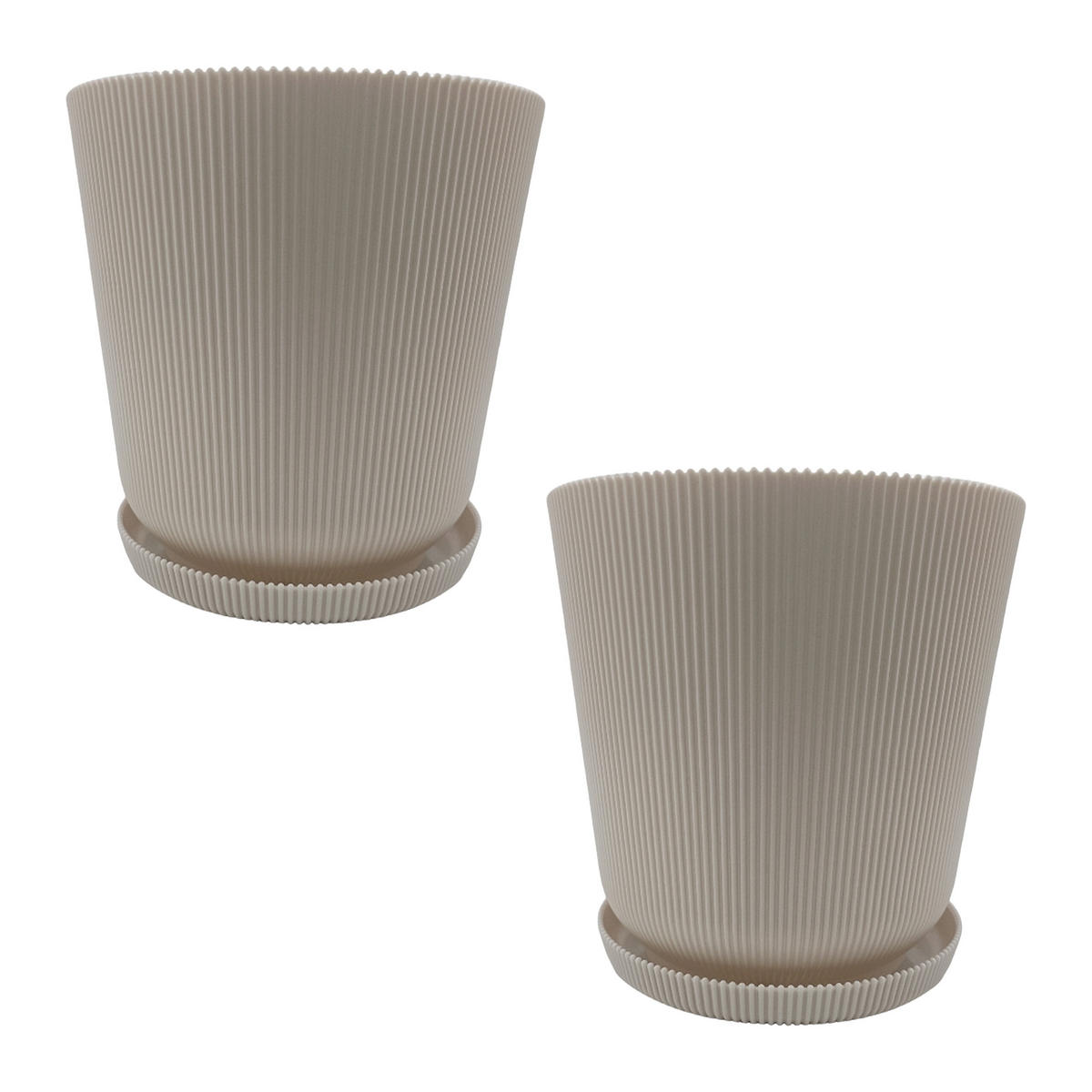 2XBLUMENTOPF - Beige, Kunststoff (20cm) - Relaxdays