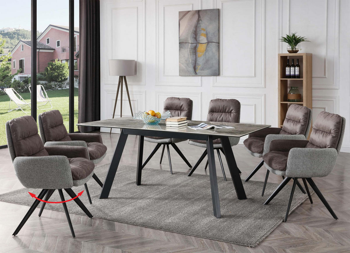 ESSZIMMERSTUHL Grau 6er-Set - Grau, Textil (59/93/68cm) - MCW