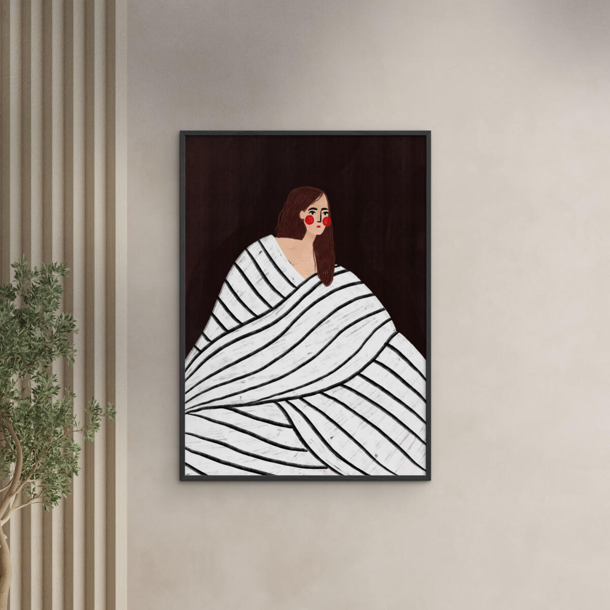 POSTER mit Rahmen Bea Muller - The Woman With Black and White Stripes - Multicolor/Schwarz, Holz/Papier (70/100cm) - Poster&Frame