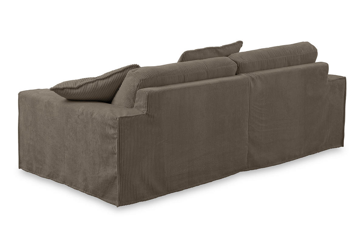 SOFA NETTA Braun Cord - Dunkelbraun/Braun, Birkenholz/Textil (226/90/116cm) - KAWOLA