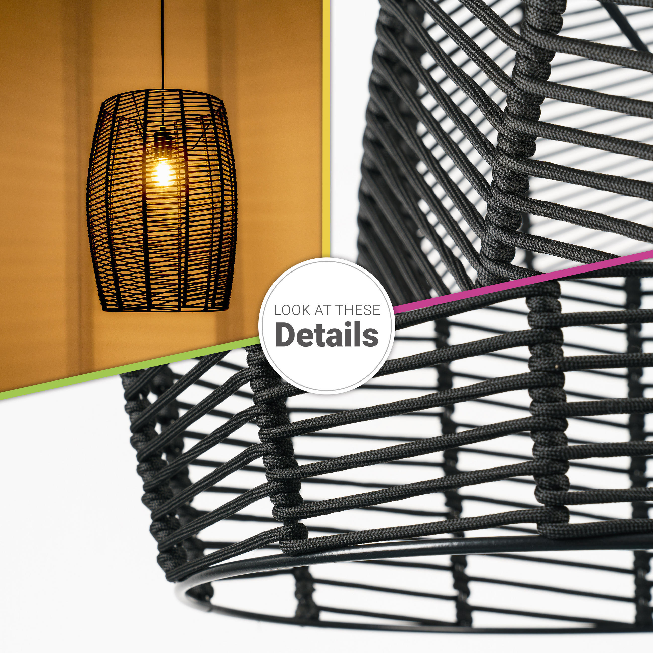 PENDELLEUCHTE Hugo Miloza - Schwarz, Metall (40/40/50cm) - Paco Home