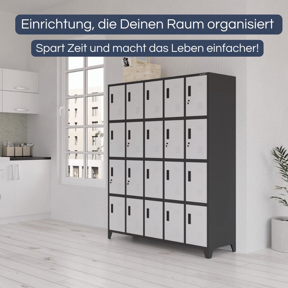 SCHLIESSFACHSCHRANK Spind TAMPA 20 Fächer172x136x45cm Anthrazit-Weiß - Anthrazit, Metall (136/172/45cm) - DELUKE