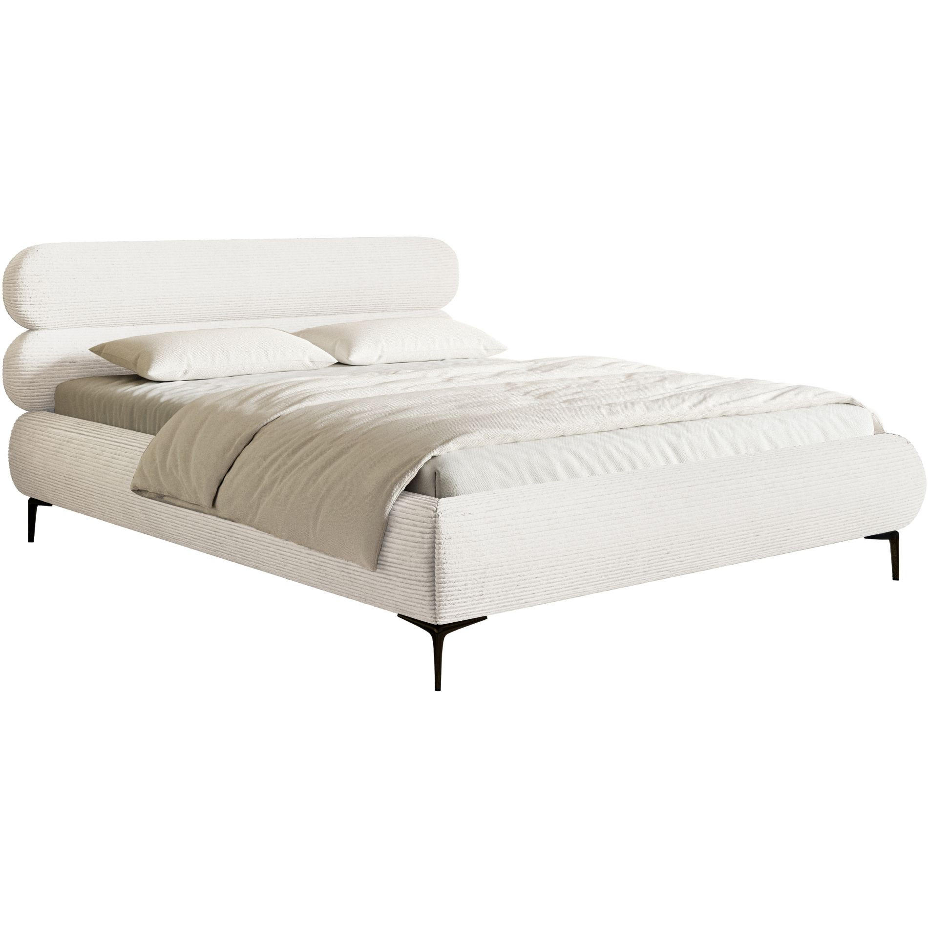 POLSTERBETT Roule Cord Creme 140x200 cm - Creme/Schwarz, Textil/Metall (140/200cm) - Selsey