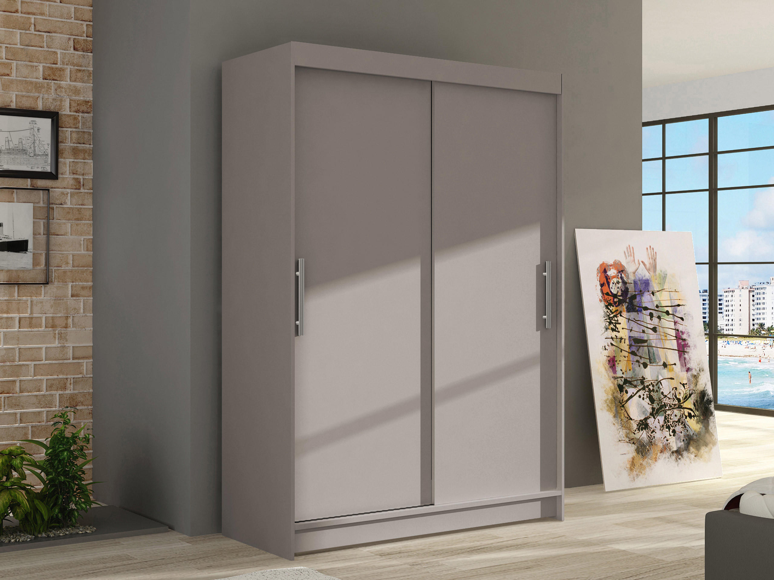KLEIDERSCHRANK Miami I - Kaschmir/Silberfarben, Holzwerkstoff/Kunststoff (120/200/58cm) - MIRJAN24