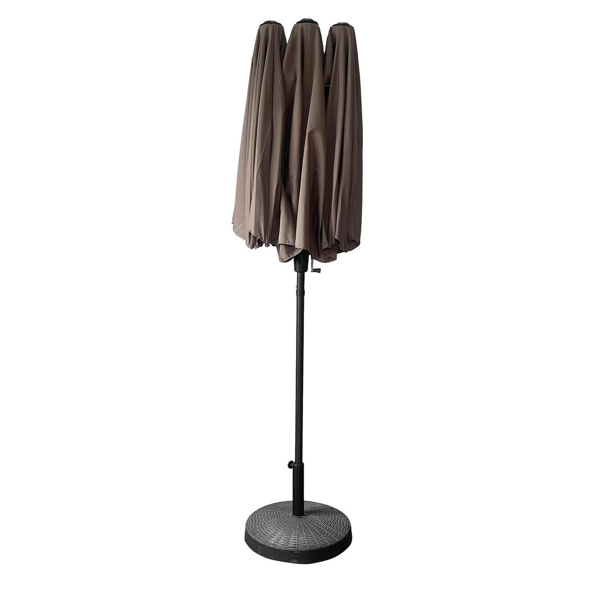 DOPPELSCHIRM Linai Taupe 2x4m - Braun, Textil (196/380cm) - Happy Garden