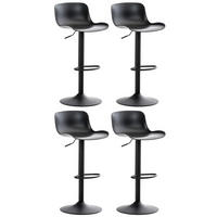 BARHOCKER 4er Set höhenverstellbar Schwarz KUSI - Kunststoff, 81-102x44x45cm - Schwarz, Kunststoff/Metall (44/81/44cm) - DELUKE