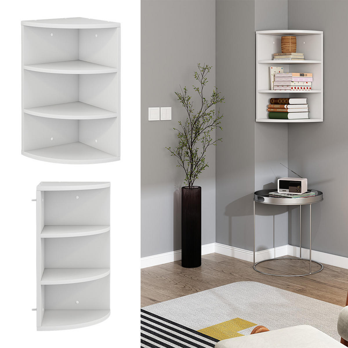 ECKREGAL Fabienne Weiß 30 x 60 cm 3 Fächern - Weiß, Holzwerkstoff (30/60/30cm) - Vicco