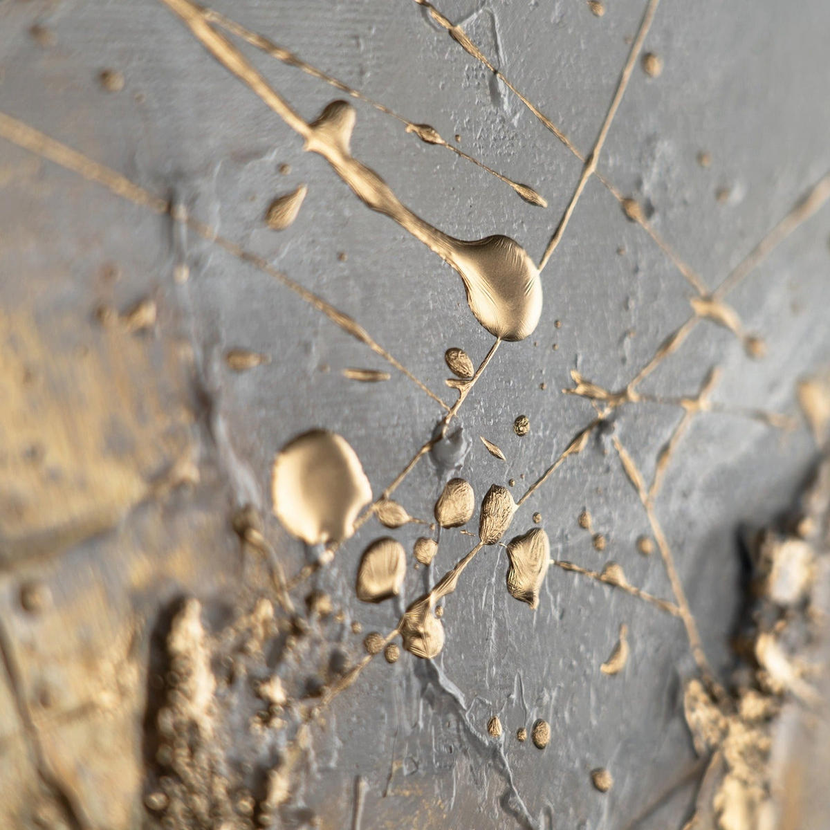 GEMÄLDE Funkelnde Schattierungen Schattenfugenrahmen Gold 300x140 3-teilig - Goldfarben, Holz (300/140cm) - YS-art gallery
