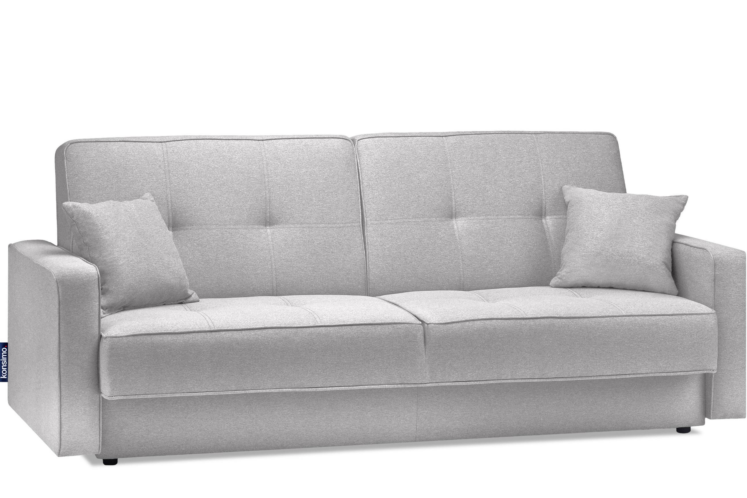 SCHLAFSOFA ORIO 3 Personen, Gewebe-Stoff, Grau - Grau, Textil (219/90/90cm) - KONSIMO®