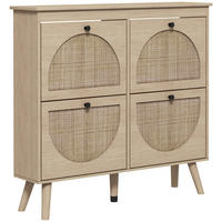 SCHUHSCHRANK DE-14995 4 Klapptüren mit Rattan-Optik Natur - Naturfarben, Holzwerkstoff (105/97.5/24cm) - ComfortXL