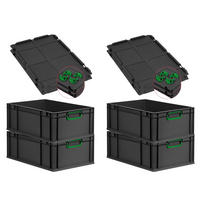 EUROBOX 4x NextGen Color mit Auflagedeckel 22x40x60 cm 44 Liter Schwarz Griffe grün zu - Schwarz/Grün, Kunststoff (40/22/60cm) - PROREGAL