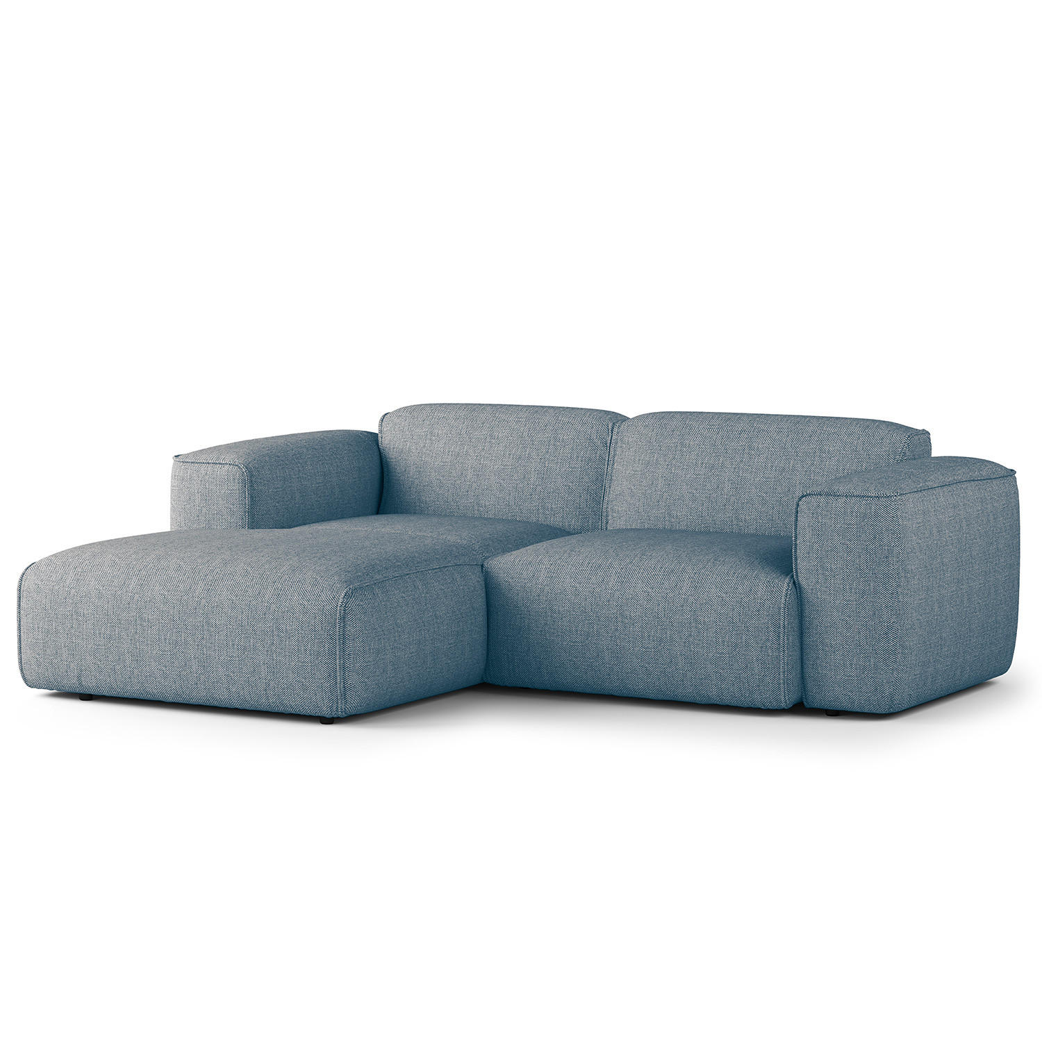 ECKSOFA mit XL-Longchair - Blaugrau/Schwarz, Kunststoff/Textil (260/171cm) - home24