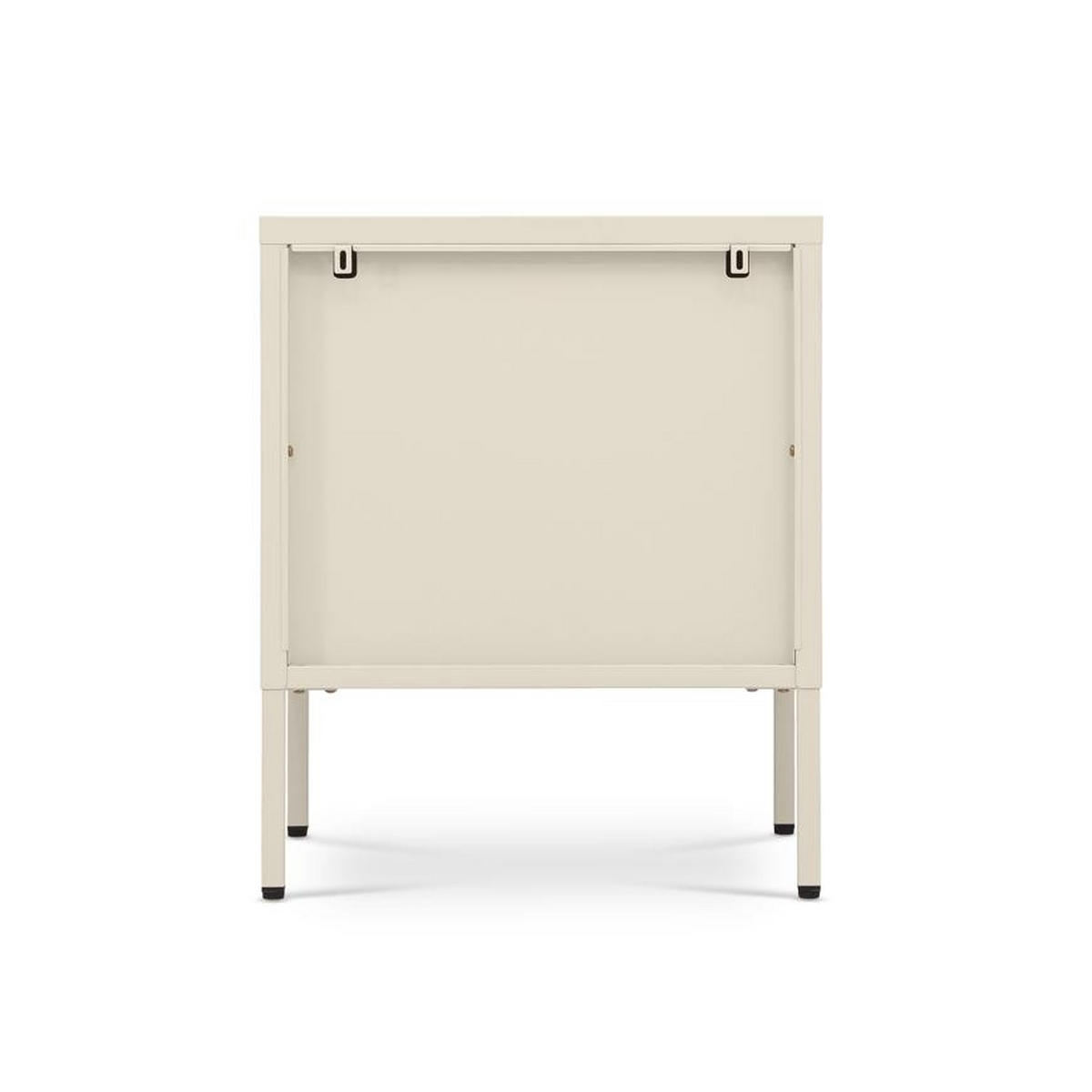 NACHTTISCHE 2er-Set Industrial-Design aus Metall mit 1 Tür aus geriffeltem Glas, Beige - ELIN - Beige, Metall (50/60/40cm) - Sicaan